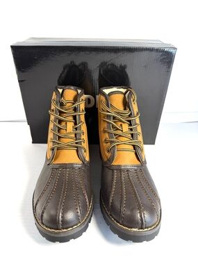 Steven By Steve Madden Brown and Tan Lace-Up Duck Boots